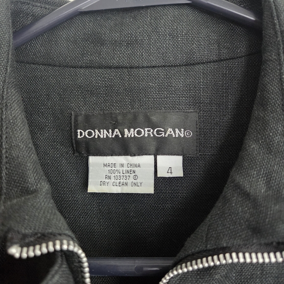 100% Linen Classic Black Sleeveless Dress Donna Morgan Size 4 - Picture 3 of 15